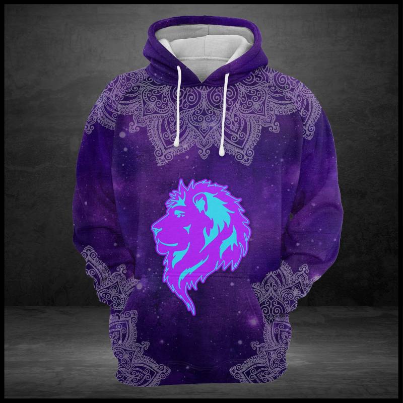 Purple Lion Mandala G520 – All Over Print Unisex Hoodie