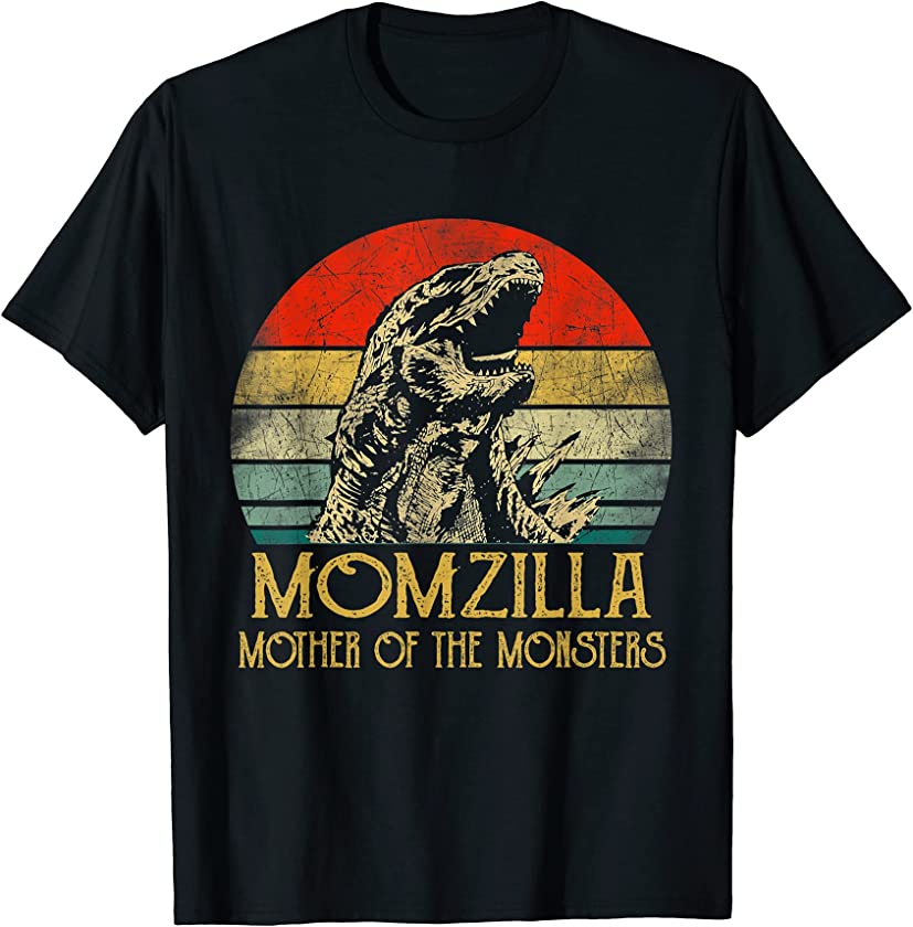 Women Vintage Momzilla Mom Mother Of The Monsters Tee Funny T-Shirt