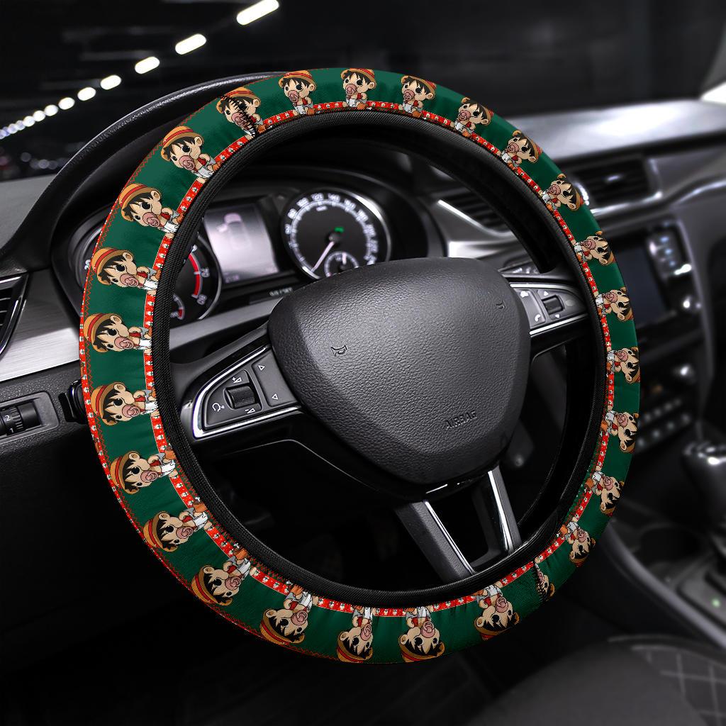 Baby Santa Monkey D. Luffy  Demon Slayer Anime Premium Custom Car Steering Wheel Cover