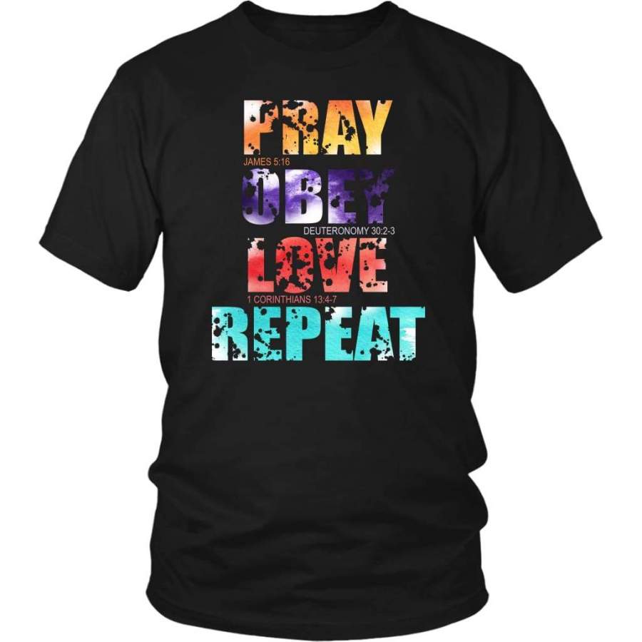 Pray Obey Love Repeat t-shirt | Christian t shirts