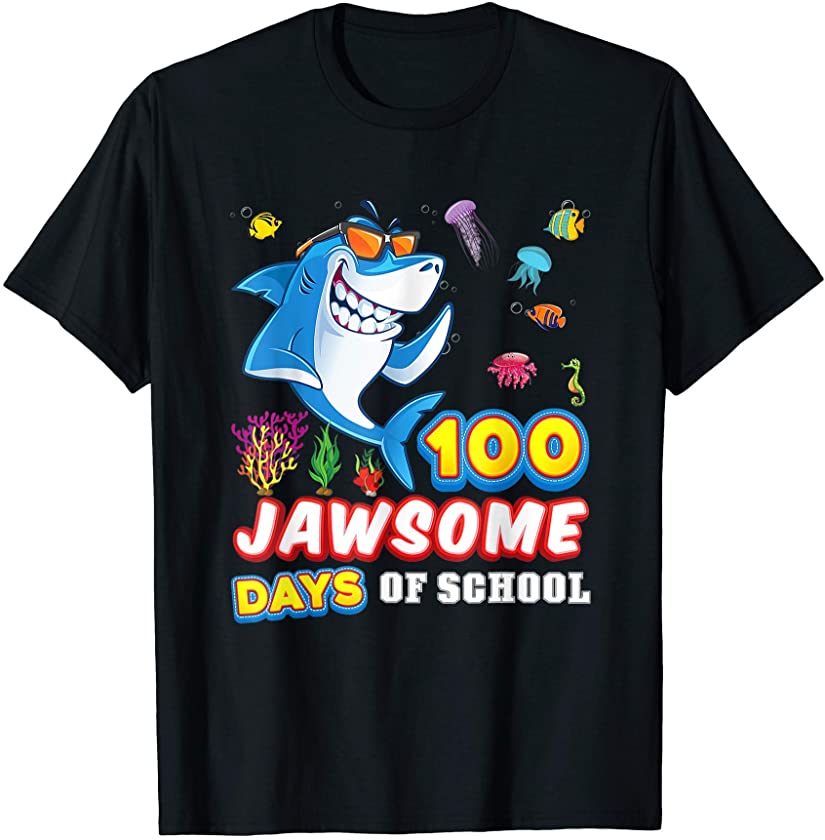 100 Jawsome Days Of School Cool Shark Happy 100th Day School T-Shirt