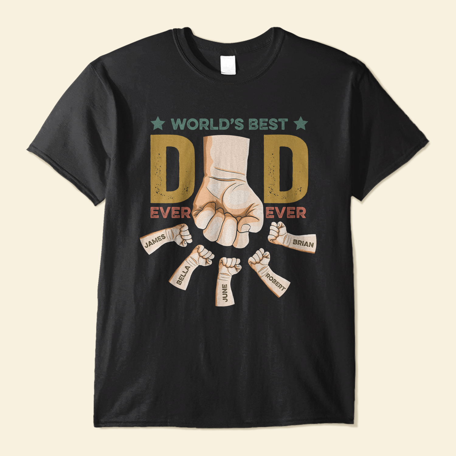 Personalized World’S Best Dad Ever Ever T Shirt, First Bump Hand Papa And Son Daughter