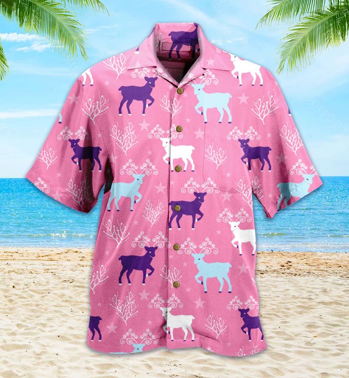 Pink Winter Reindeer Folk Vintage Hawaii Shirt Ha72087