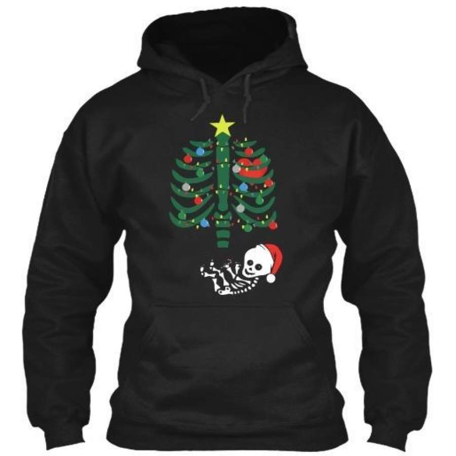 Skeleton Baby Christmas Tree Gildan Hoodie Sweatshirt