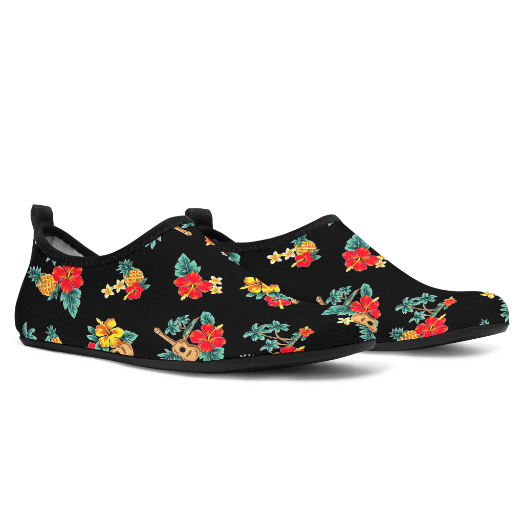 Hawaii Flower Themed Print Aqua Water Shoes Ha82704