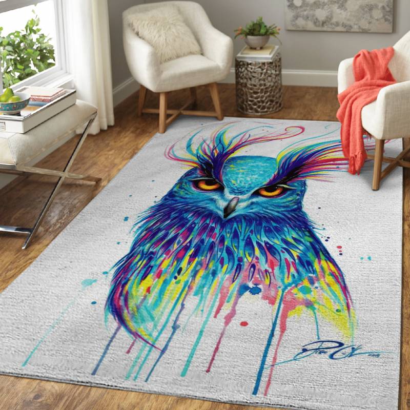 Rainbow owl – Colorful Animals Area Rug Carpet