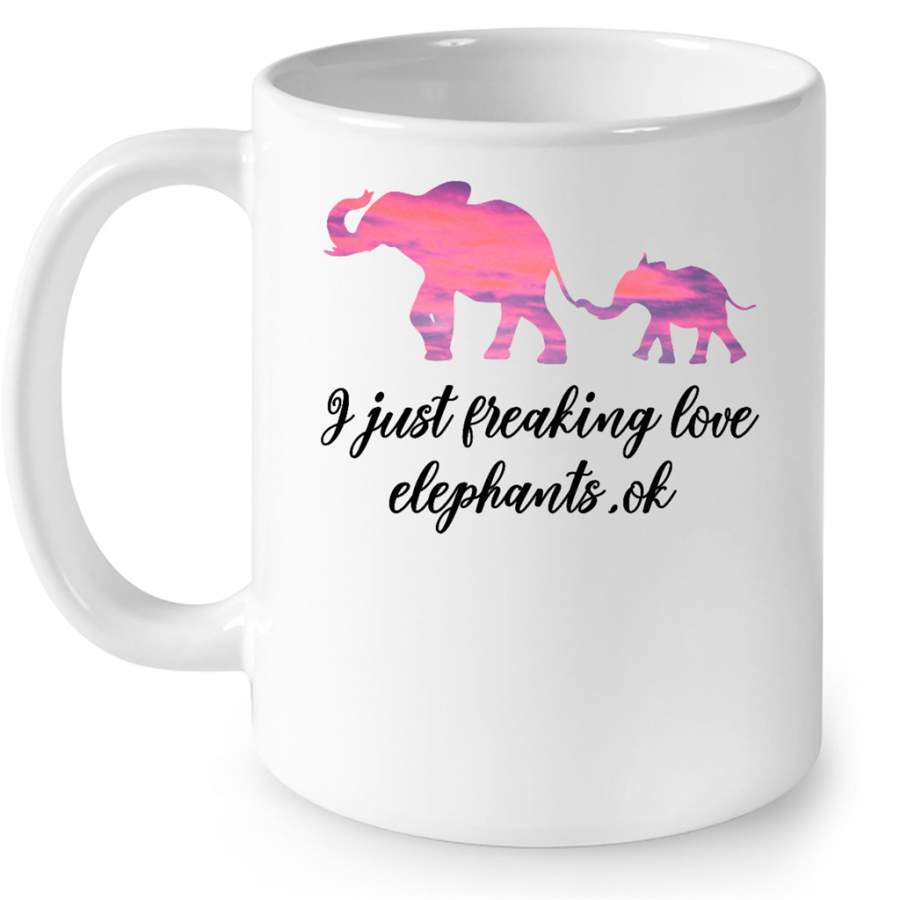 I Just Freaking Love Elephants Ok w – Full-Wrap Coffee White Mug