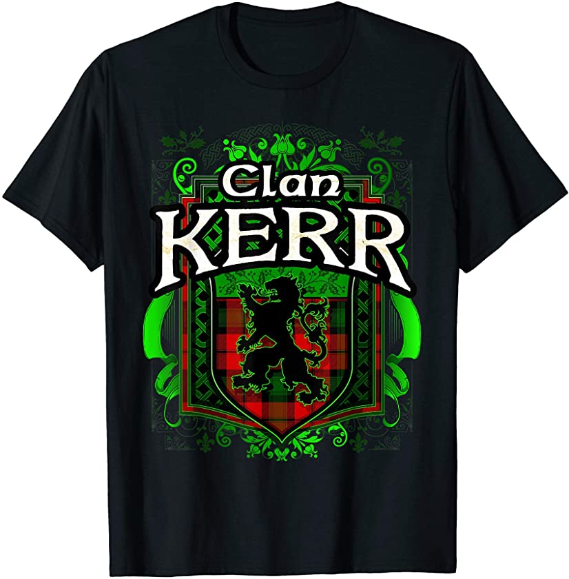 Scottish Surname Clan Kerr Tartan Lion Crest T-shirt