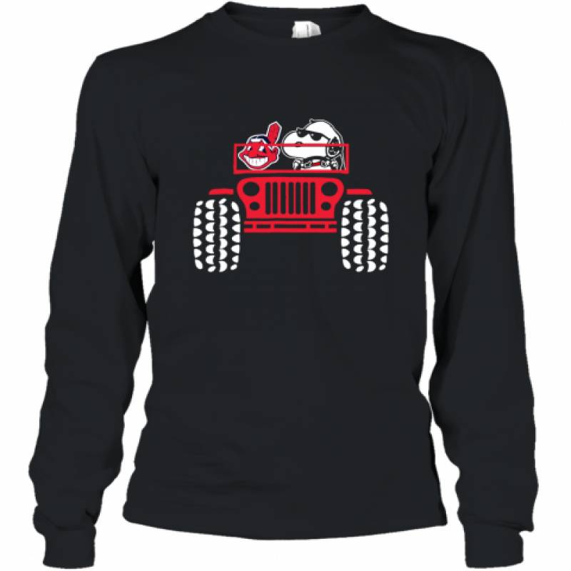 Snoopy and Cleveland Indians driving Jeep shirt Long Sleeve T-Shirt