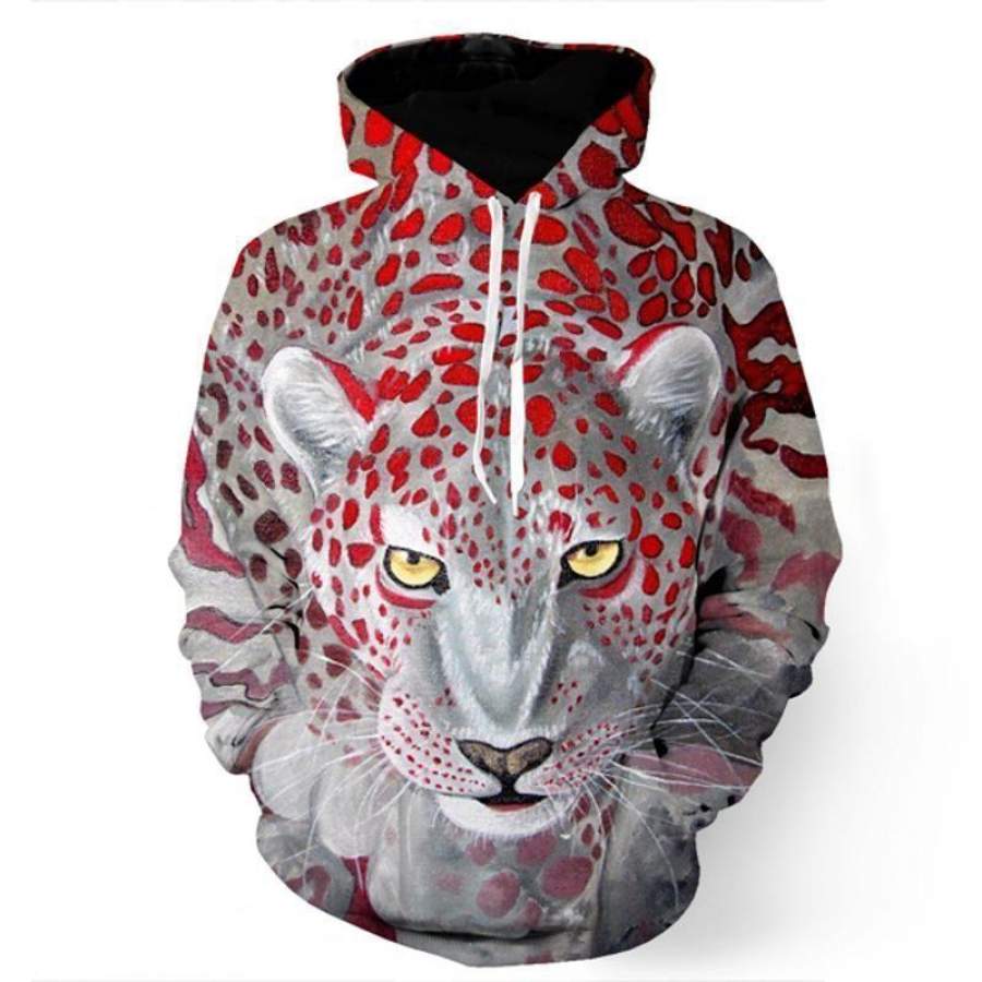 Brave Leopard In White Sweatshirt/ Hoodie Unisex 3D All Over Print