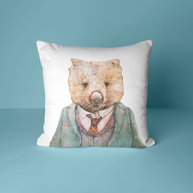 Wombat Australian Animal Throw Pillow, Bedroom Decor, Outdoor Pillows, Living Room Decor, Sofa Bed Throw Pillow, Decorative Pillow, Home Office Throw Pillows