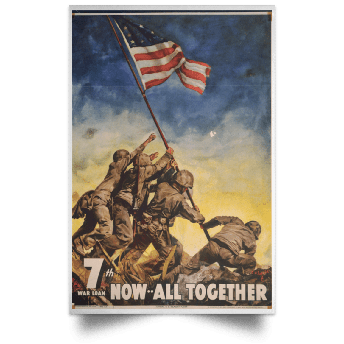 7th War Loan, Now… All Together – Vintage War Military Portrait Poster