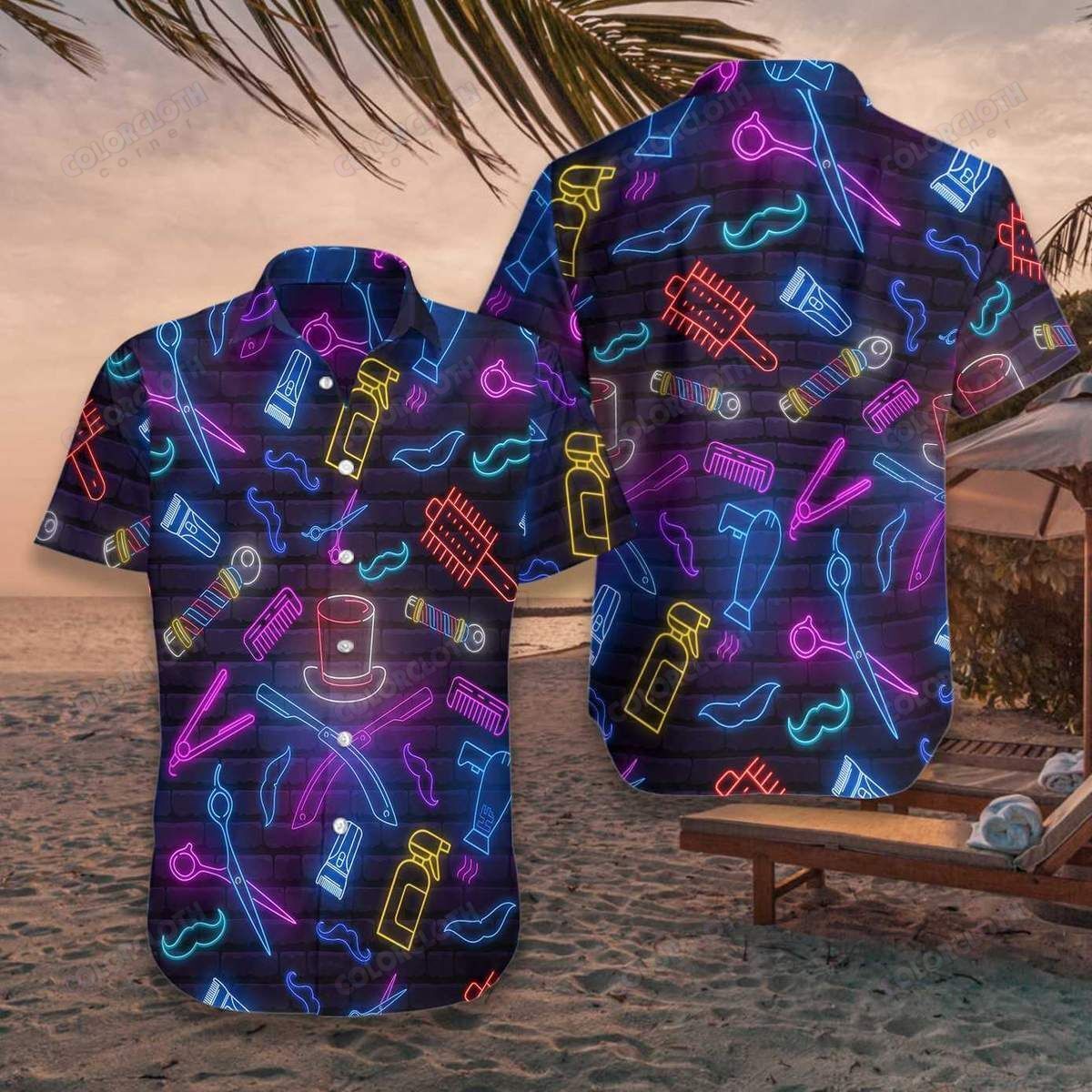 Amazing Barber Shop Neon Hawaiian Shirt Ha89303