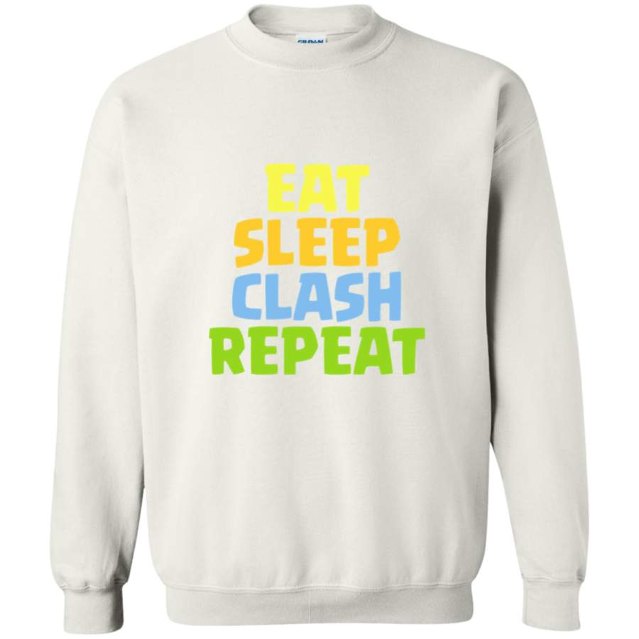 AGR Eat Sleep Clash Repeat Funny Gift Crewneck Pullover Sweatshirt