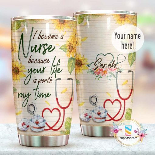 Nurse And Sunflowers Personalized Tumbler