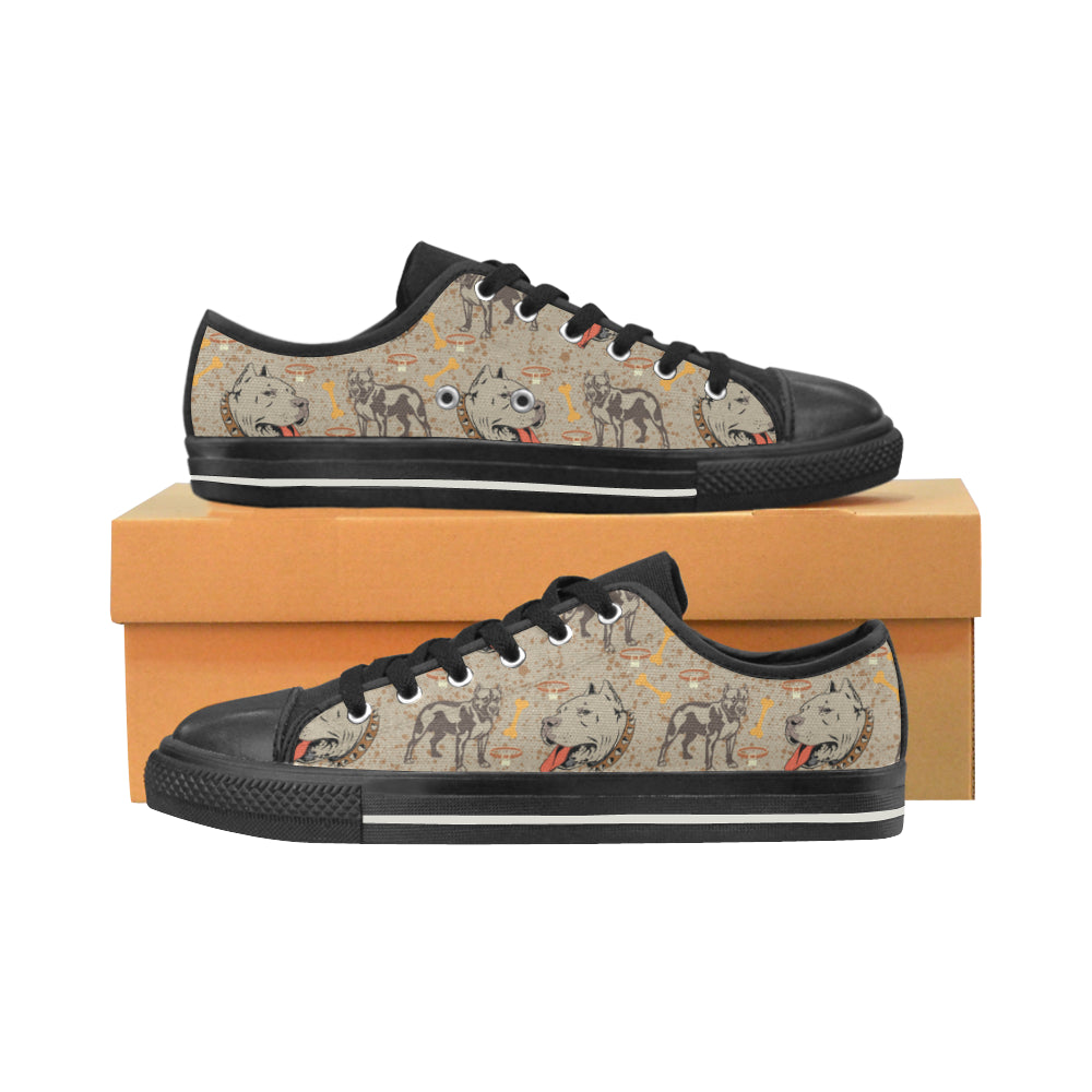 Pitbull Pattern Black Low Top Canvas Shoes for Kid