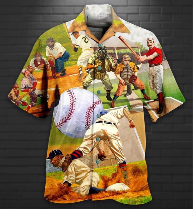 Baseball Print Short Sleeve Hawaii Casual Shirt Ha78674