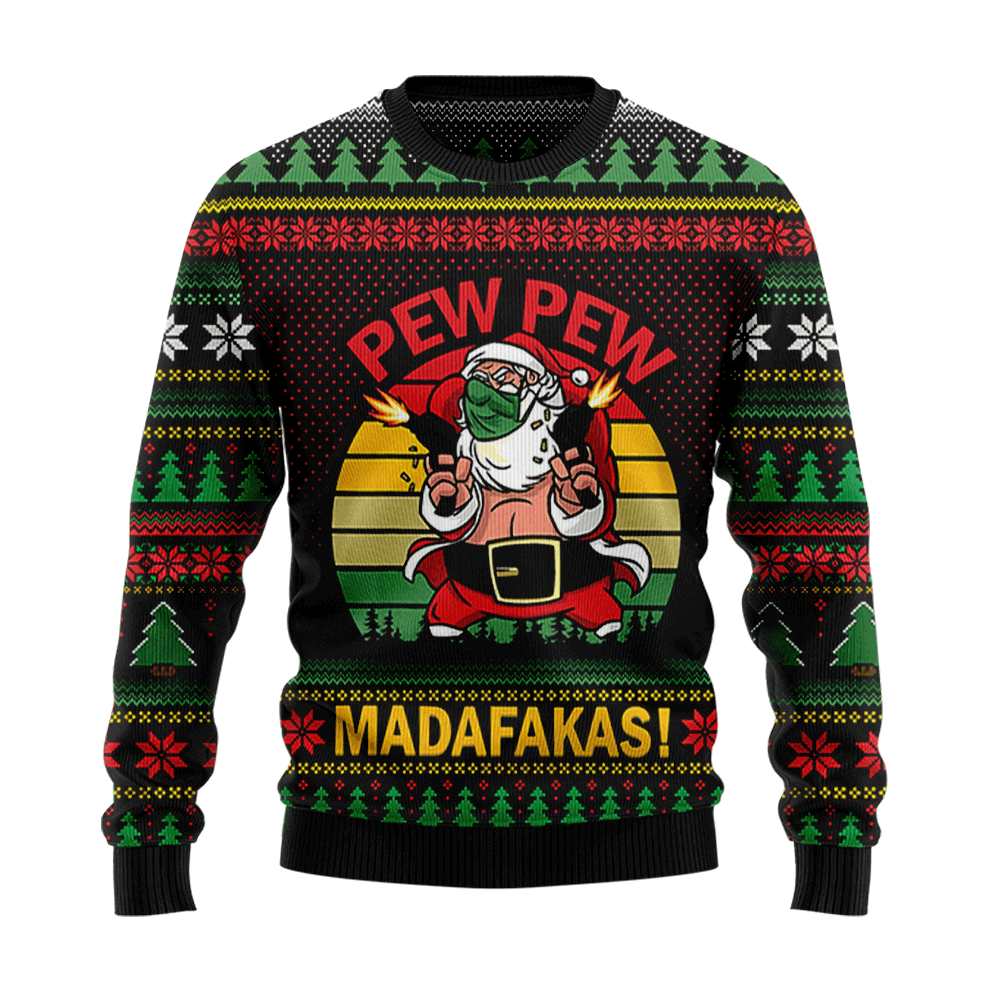 Pew Pew Madafakas Santa Claus 9Basic Christmas Sweater