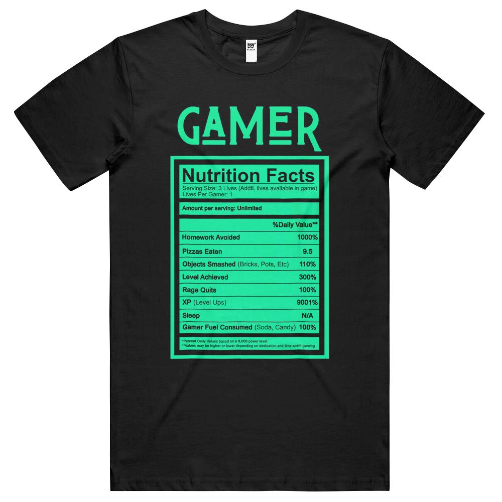 Nutritional Facts Shirt, Gamer Nutrition Facts Shirt, Funny Gamer Nutrition Fact Nutritional Facts Gamers Gaming T Shirts