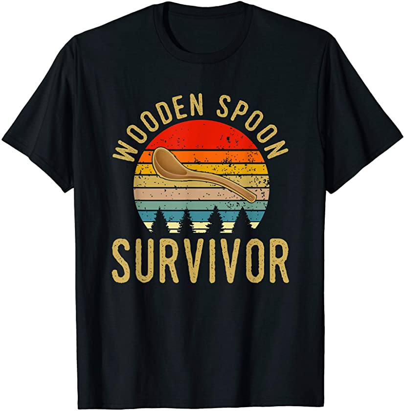 Wooden Spoon Survivor | Funny Vintage Retro Humor T-Shirt