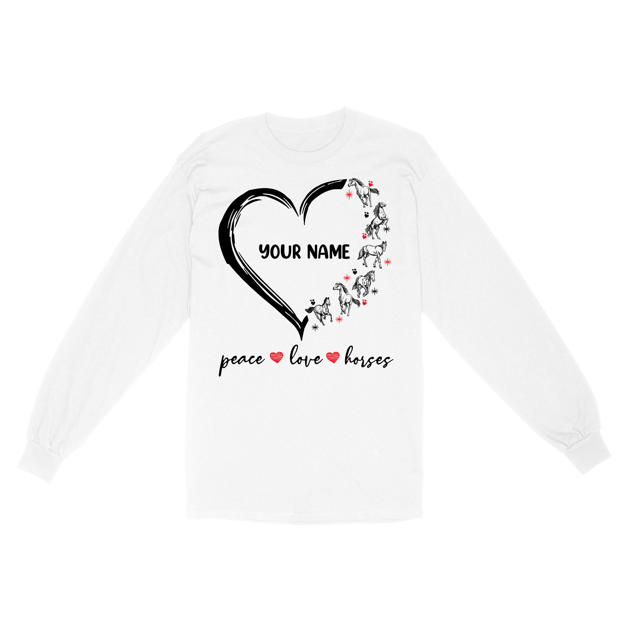 Peace Love Horses Tattoo Customized Name Horse Shirt For Girl, Horse Shirts D06 Nqs2908 – Standard Long Sleeve