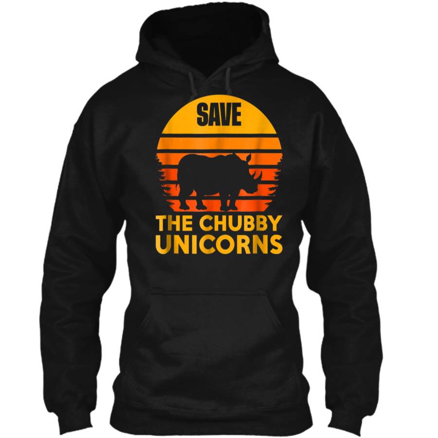 Retro Vintage Save The Chubby Unicorns Animal Lovers Pullover Hoodie 8 oz