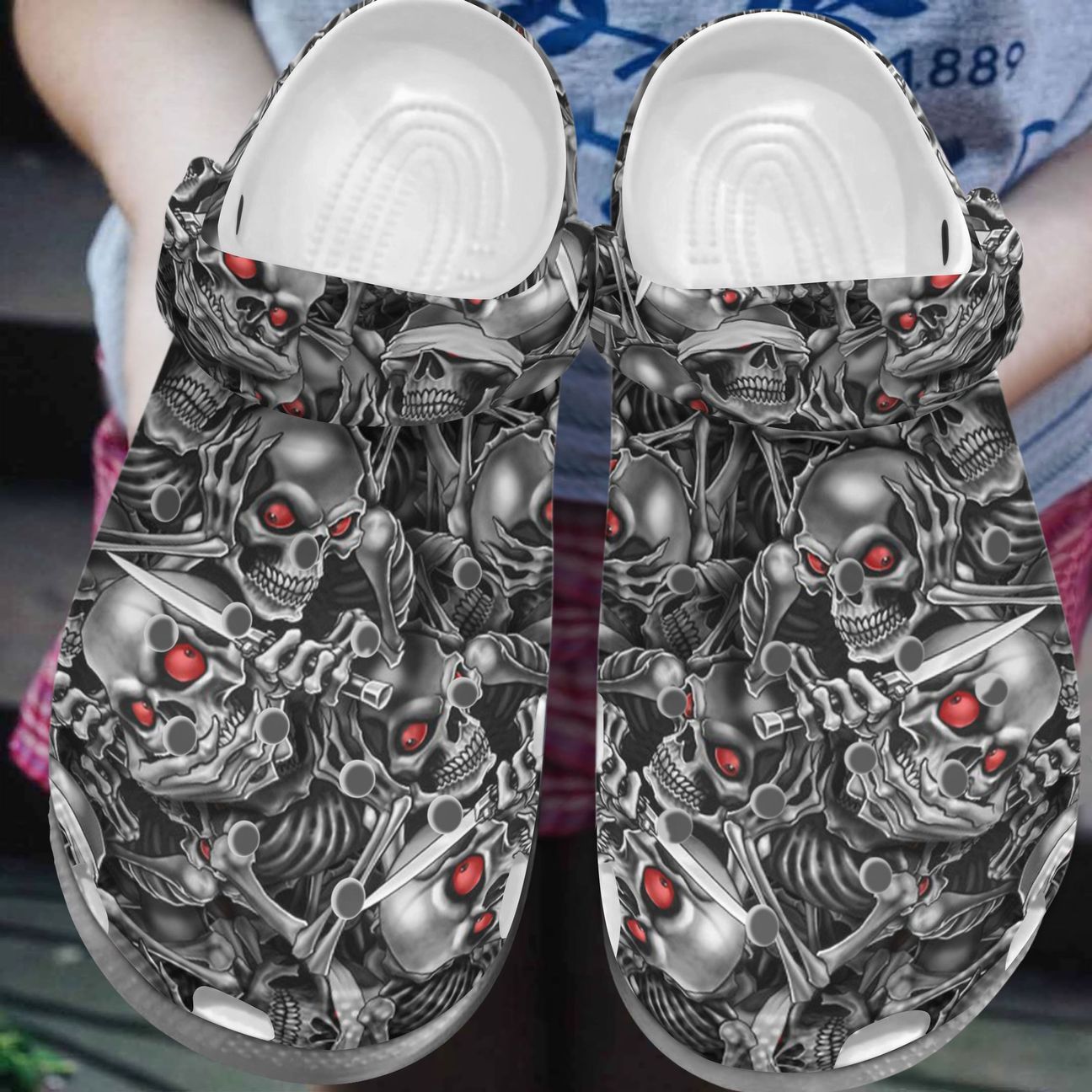 Skull Personalized Clog, Custom Name, Text, Color, Number Fashion Style For Women, Men, Kid, Print 3D Hear No Evil Speak No Evil