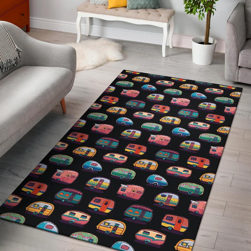 Camper Camping Pattern Area Rugs