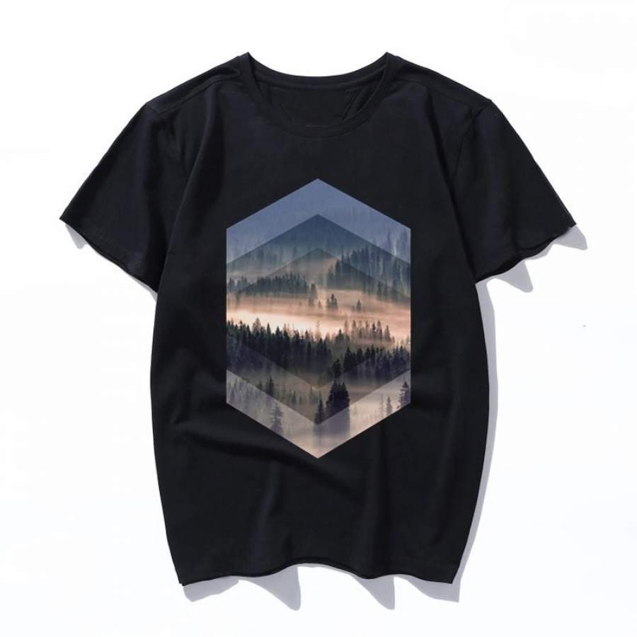 misty forest clothes Women T Shirt Art Oil Painting Graphic aesthetic Cute Female T-shirt Casual Harajuku Men Tshirt Funny Ulzzang