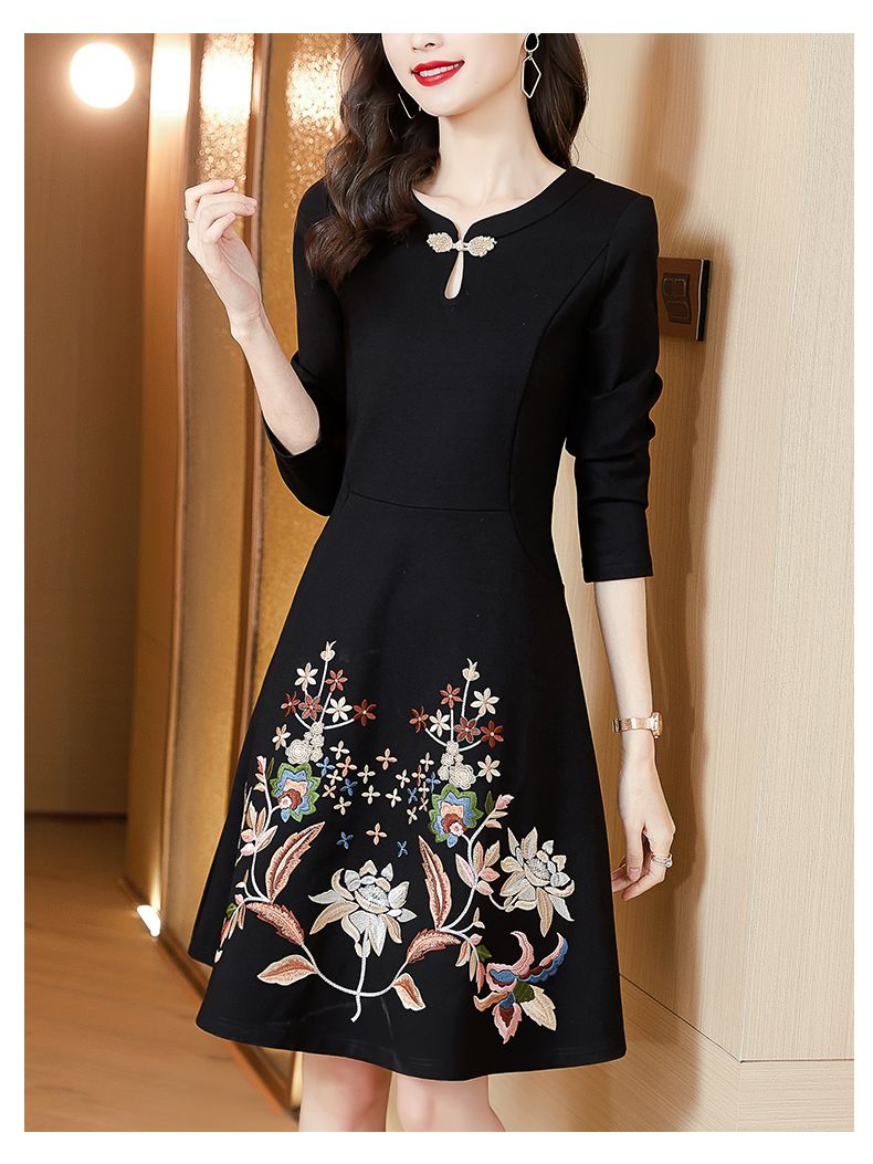 Spring and Autumn 2022 Loose Fashion Long Sleeve Printed Silk Dress for Women Tight Elegant Mini Premium Knee Length Dress alx