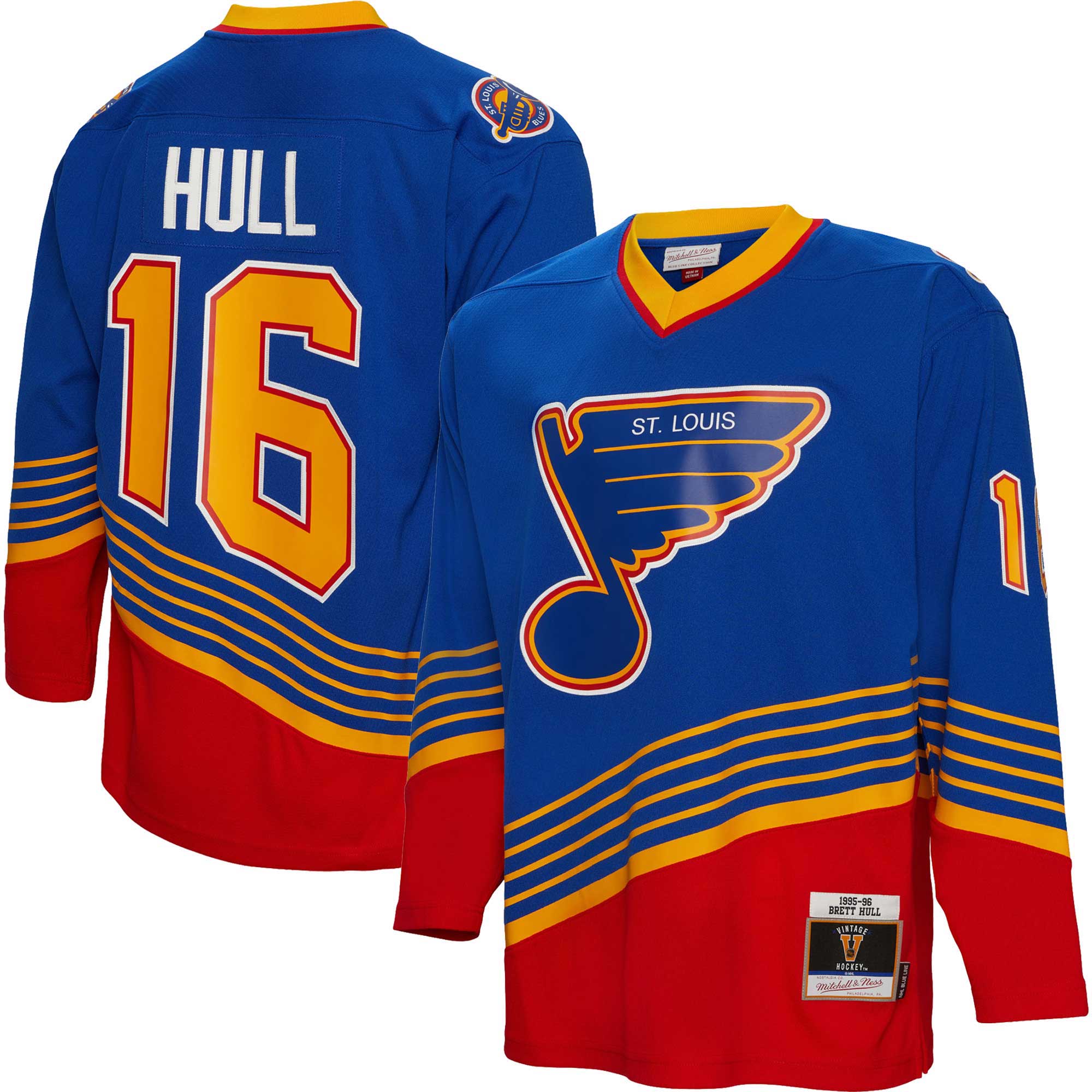 Men's St. Louis Blues Brett Hull Mitchell & Ness Blue 1995/96 Blue Line Player Jersey