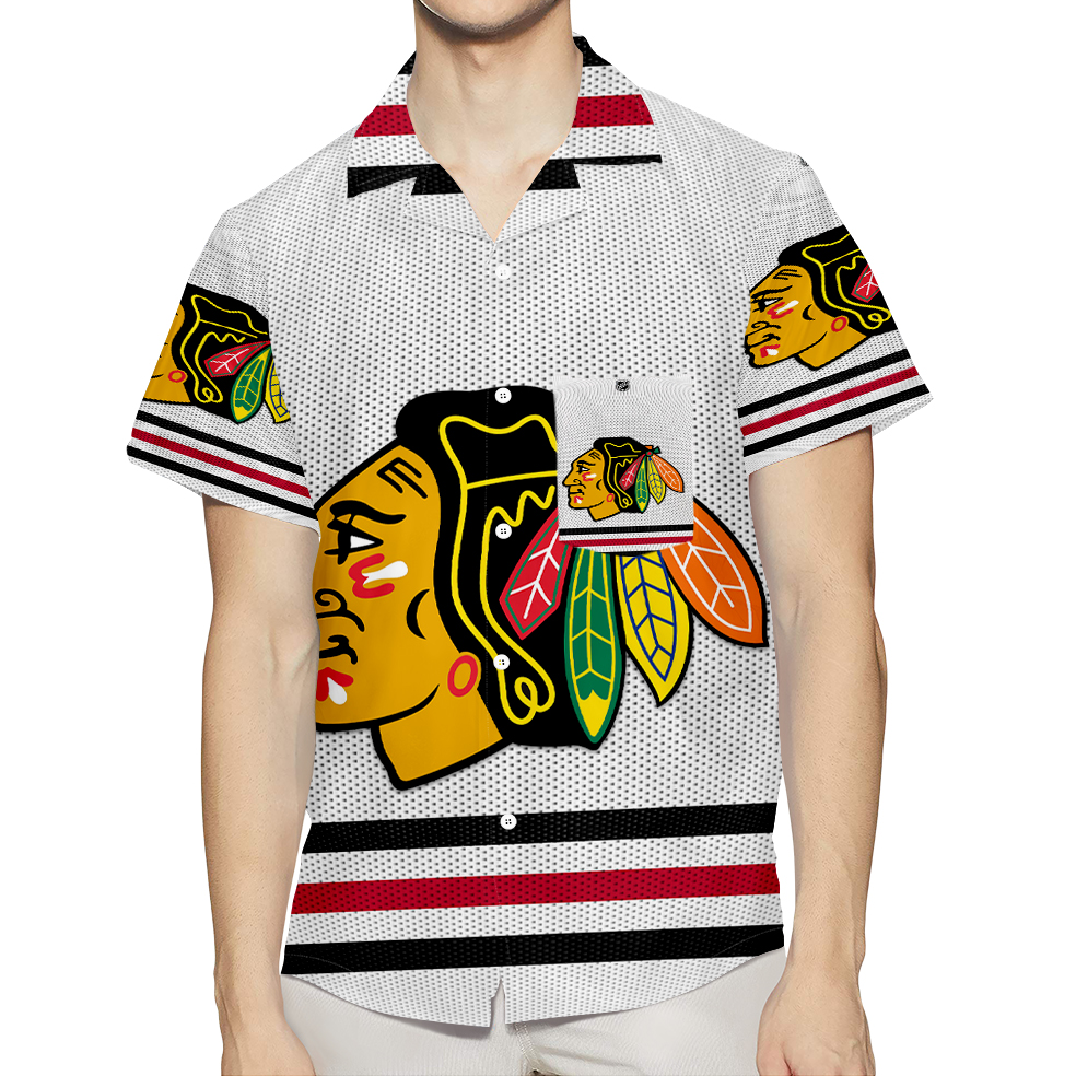 Chicago Blackhawks Emblem Texture3 3D All Over Print Summer Beach Hawaiian Shirt With Pocket