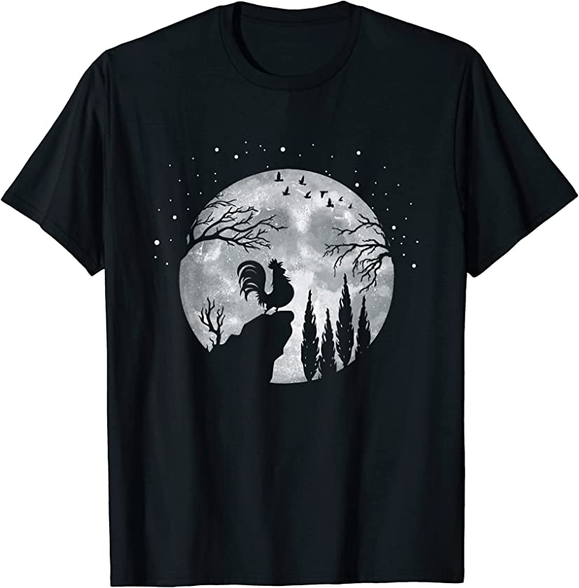 Rooster Silhouette Night Sky – Farm Animal Rooster T-Shirt