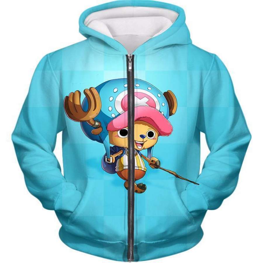 One Piece Zip Up Hoodie – One Piece Cotton Candy Lover Doctor Tony Tony Chopper Blue Zip Up Hoodie