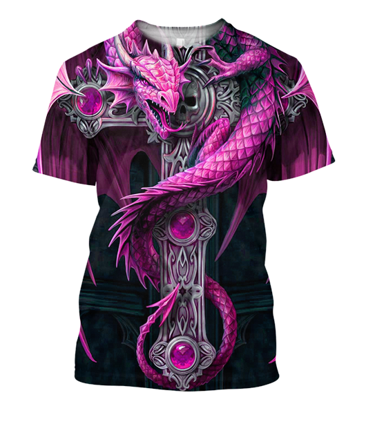 3D All Over Print Pink Dragon Shirt