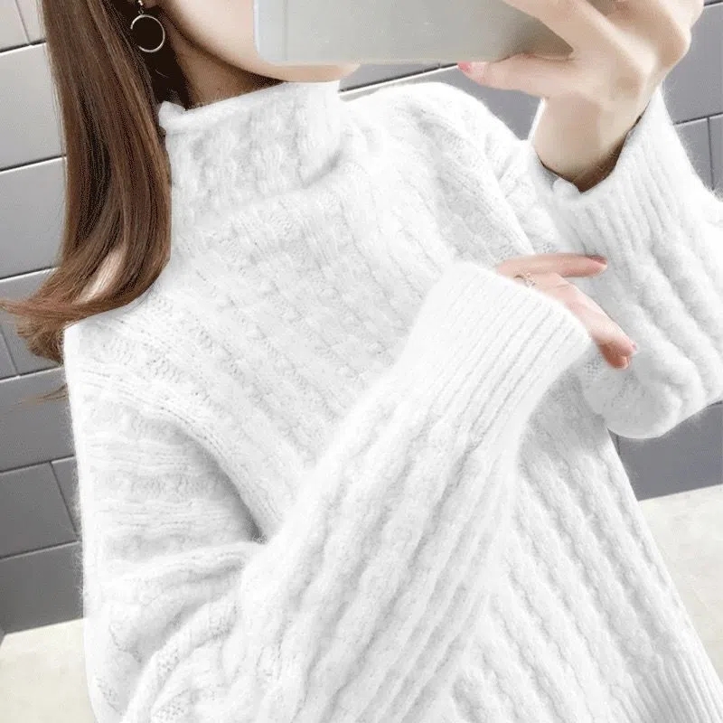 WTEMPO Turtleneck Sweater Purple Knitted Pullover for Women Thick Warm Loose Outerwear Blouse Winter Drop Shipping alx