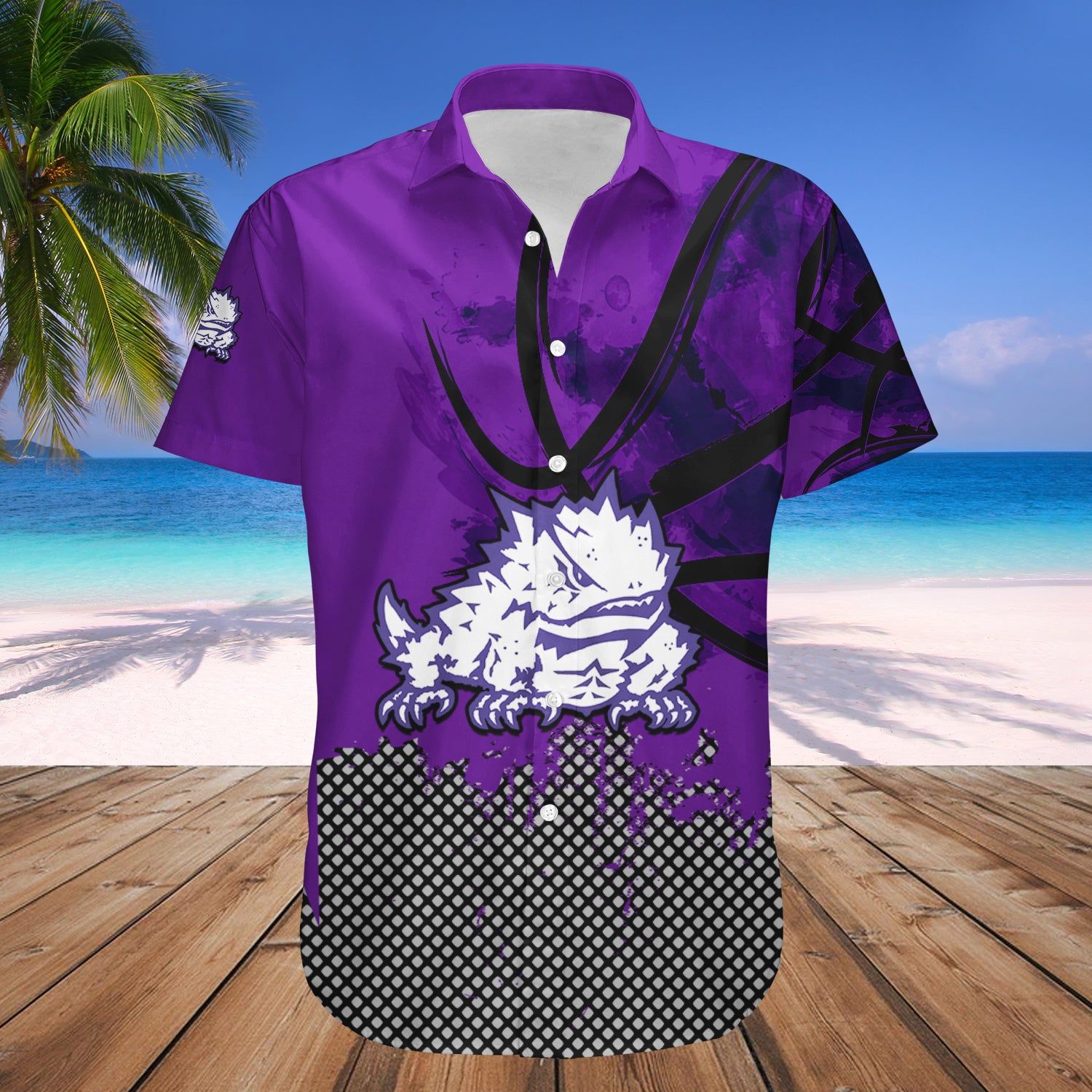 Tcu Horned Frogs Hawaii Shirt Basketball Net Grunge Pattern – NCCA