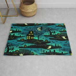 Halloween Night Fox Fire Green Rug TTVNGJR DNNTVN