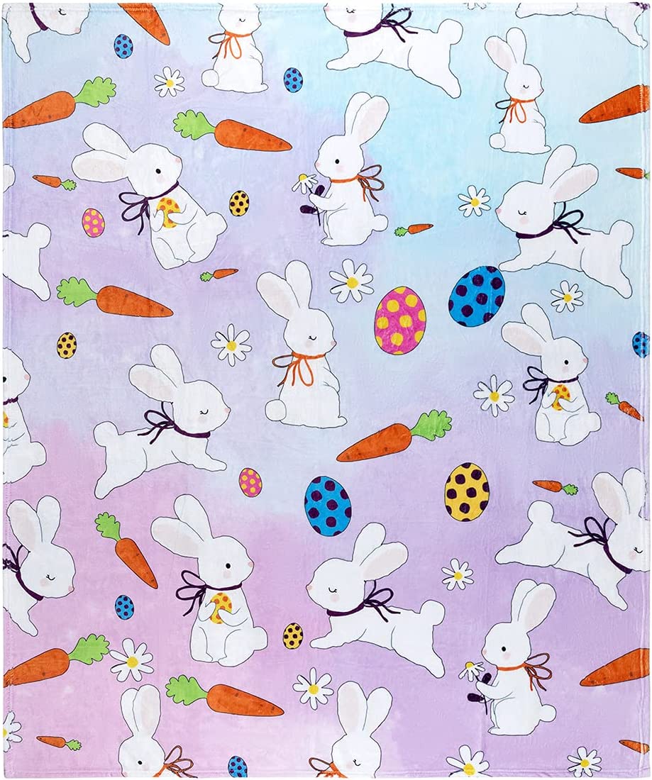 Bunny Throw Blanket, Bunny Rabbit Blanket For Girls, Teens, Women, Kids, Children, Baby, Cute Fleece Bunny Rabbit Easter Blanket