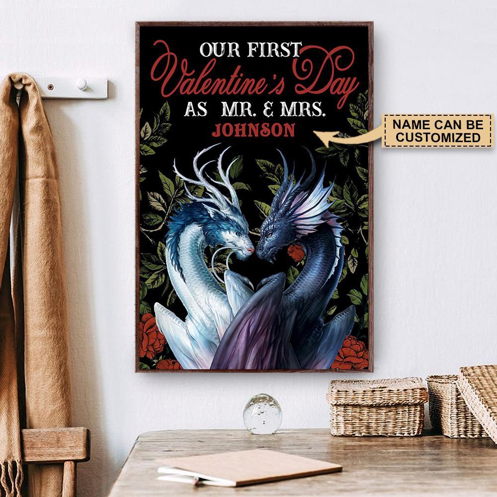 Aeticon Gifts Personalized Dragon Valentine As Mr Mrs Canvas Mom Dad Gift Home Decor