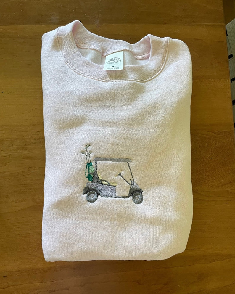 Golf Cart Embroidered Sweatshirt 2D Crewneck Sweatshirt All Over Print Sweatshirt For Women Sweatshirt For Men Sws4359