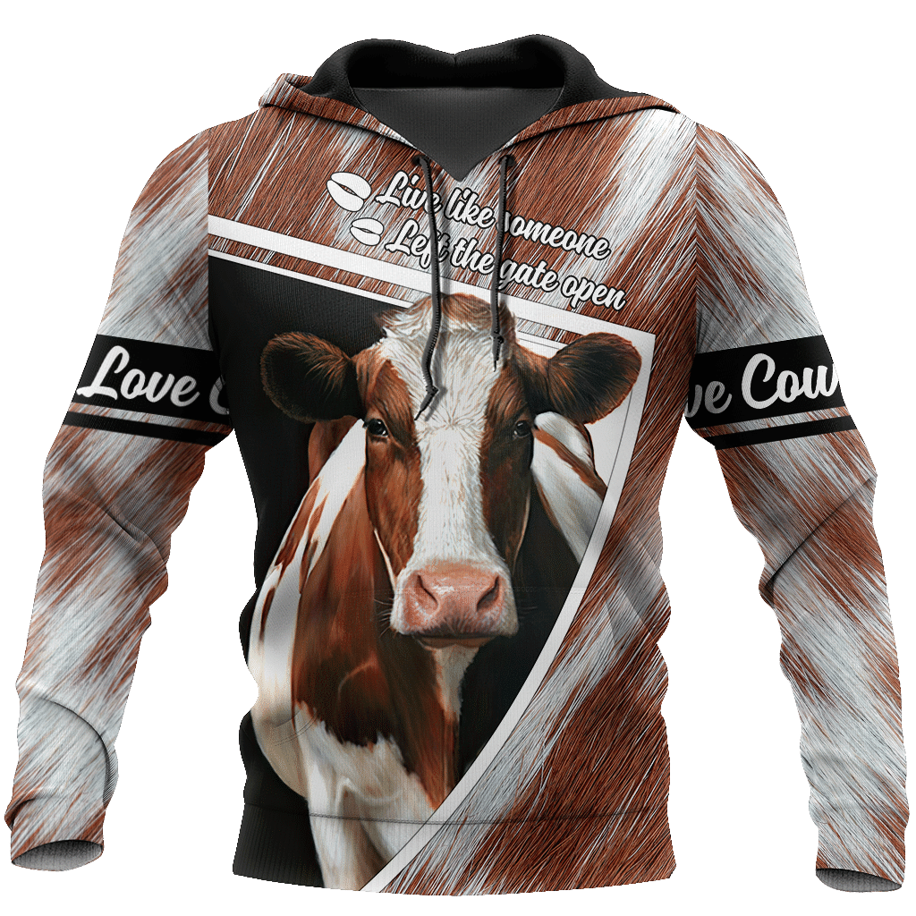 Cute Cow 3D Brown And Gry All Over Print Hoodie For Men And Women