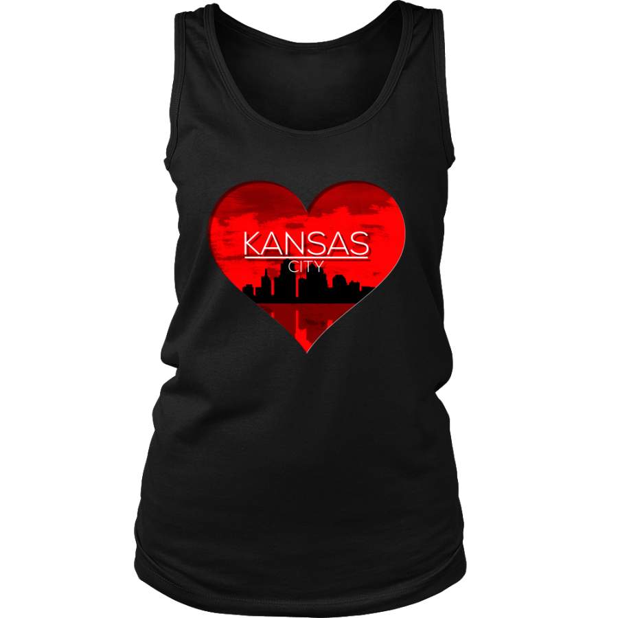 I Love Kansas City KC Skyline Heart State U.S.A Women’s Tank Top Shirt