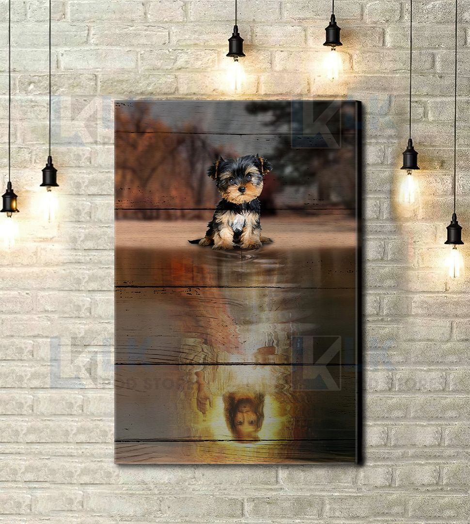 YORKSHIRE TERRIER – CANVAS Dog Mirror God | Framed, Best Gift, Pet Lover, Housewarming, Wall Art Print, Home Decor