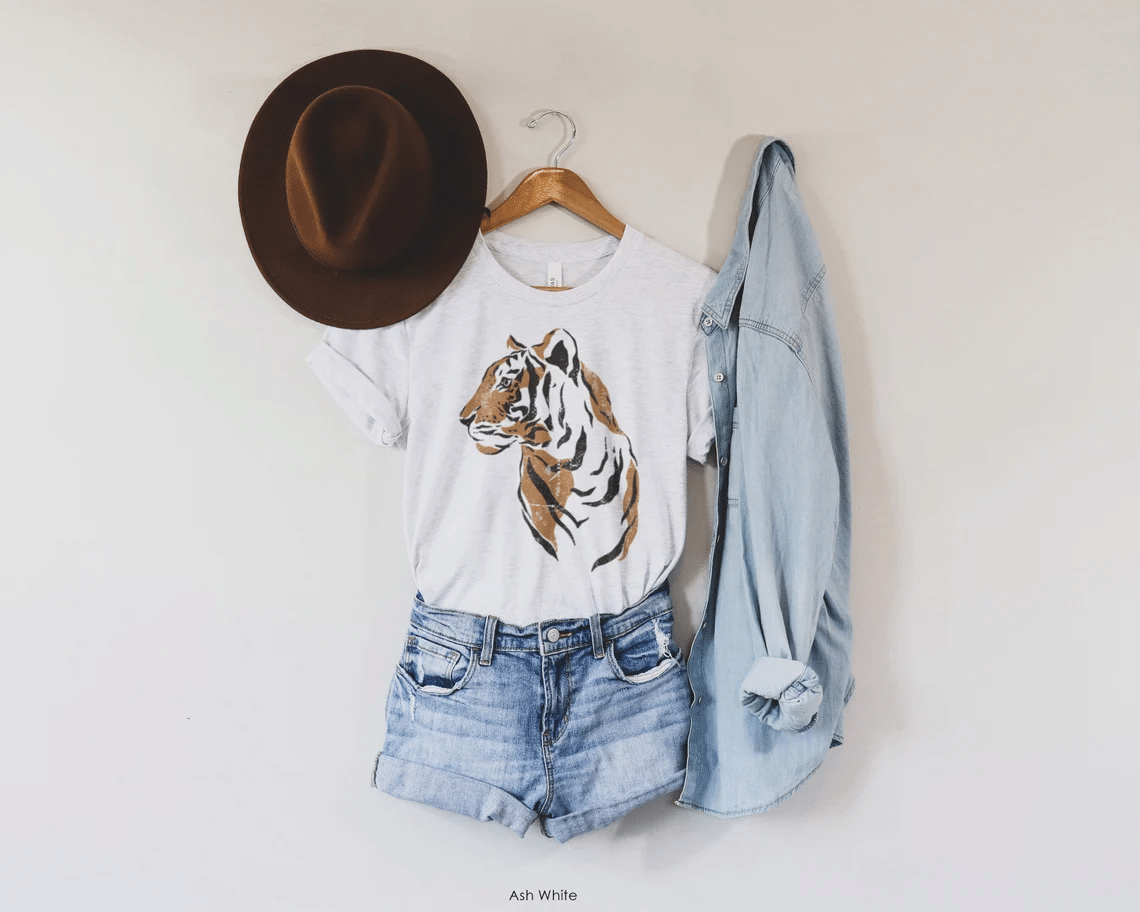 Trend Tiger Graphic Tropical Jungle Vintage Get Em Tiger Unisex Cotton Tshirt Hy209097Ac