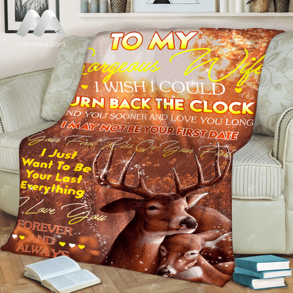 To My Gorgeous Wife  I Wish I Could Turn Back The Clock – Graphic Design – Fleece Blanket