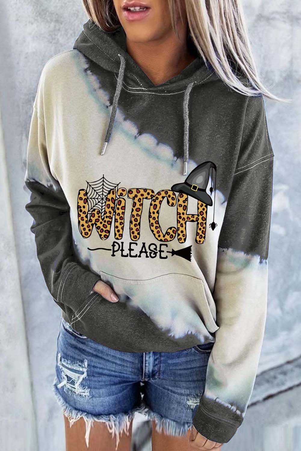 Women’S Hoodies Tiedye Leopard Letter Print Hoodie