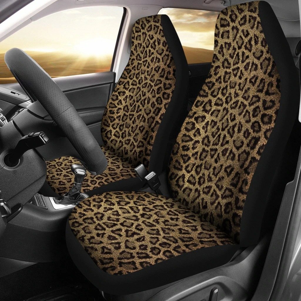 Cheetah Leopard Car Seat Covers Set 2 Pc, Car Accessories Car Mats Covers