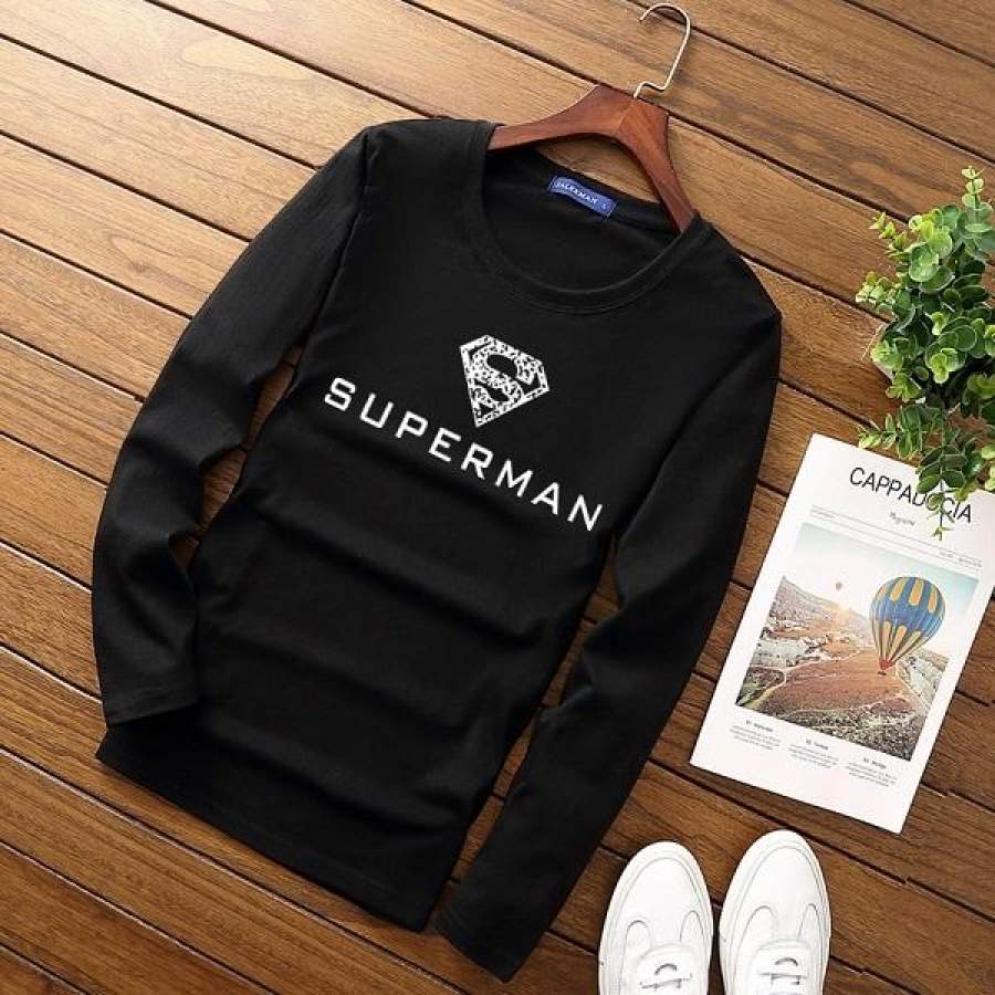 Superman cotton print man t shirt Spring and Autumn Men’s casual long sleeved T-shirt