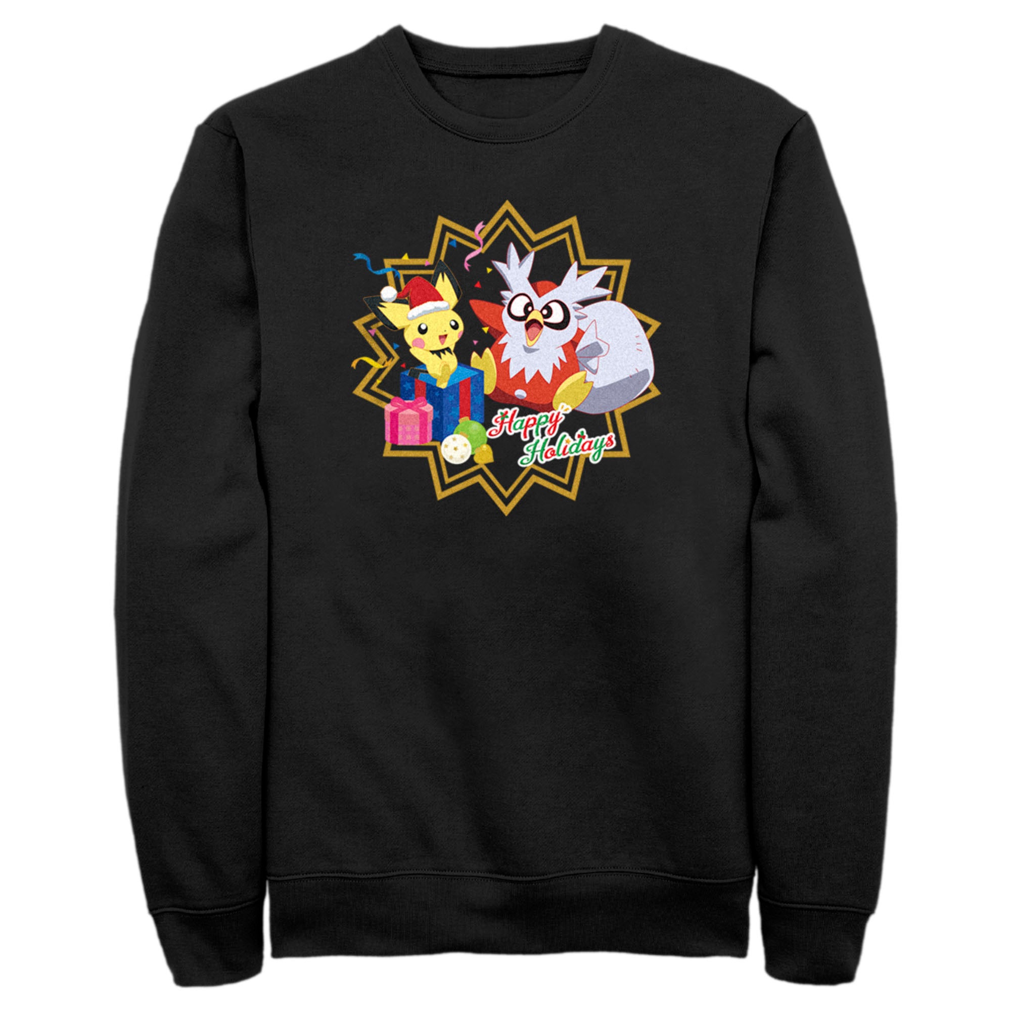 Men’S Pokemon Christmas Pikachu And Delibird Happy Holidays Sweatshirt